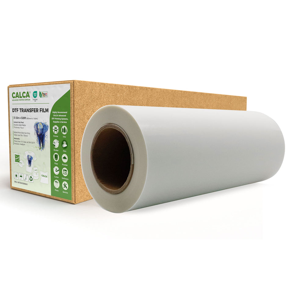 CALCA ProS Instant Hot Peel 31.5in x 328ft DTF Transfer Film Premium Roll, Double Sided